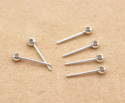 1Pair Solid 925 Sterling Silver Earring Studs Ear Post Making with Silicon Hollow for Jewelry Findings DIY Accessories