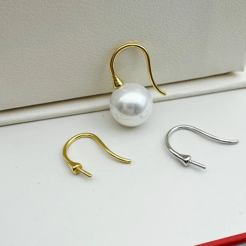 1Pair Solid 925 Sterling Silver Pear Empty Hook Earring DIY Accessories Making Semi-Finished Components Jewelry
