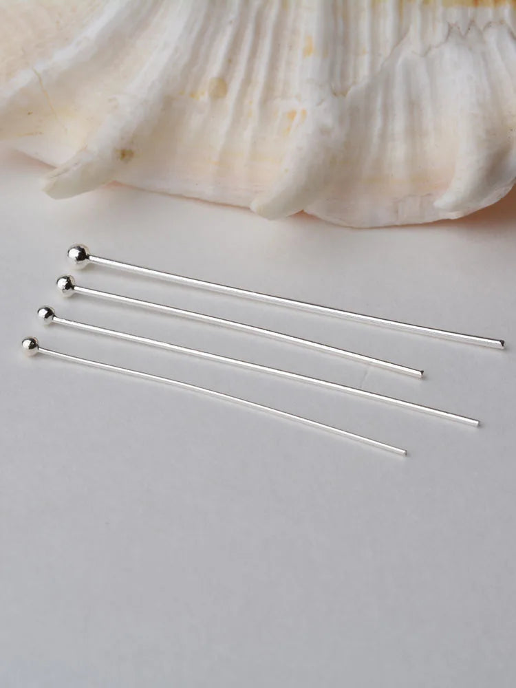 925 Sterling Silver Ball Head Pins For Jewelry Making, Silver Round Bead Head Pins, Silver Findings Head Ball Pins