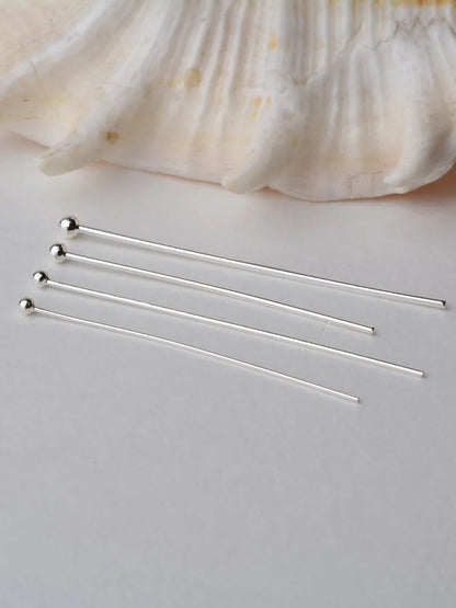 925 Sterling Silver Ball Head Pins For Jewelry Making, Silver Round Bead Head Pins, Silver Findings Head Ball Pins