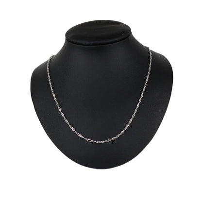 Solid 925 Sterling Silver Singapore Chains, Twisted Rope Necklace For Women.