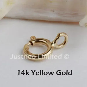 14k gold clasp,5mm solid 14karat yellow/rose gold spring ring buckle for pendant necklace bracelet gold jewelry diy making