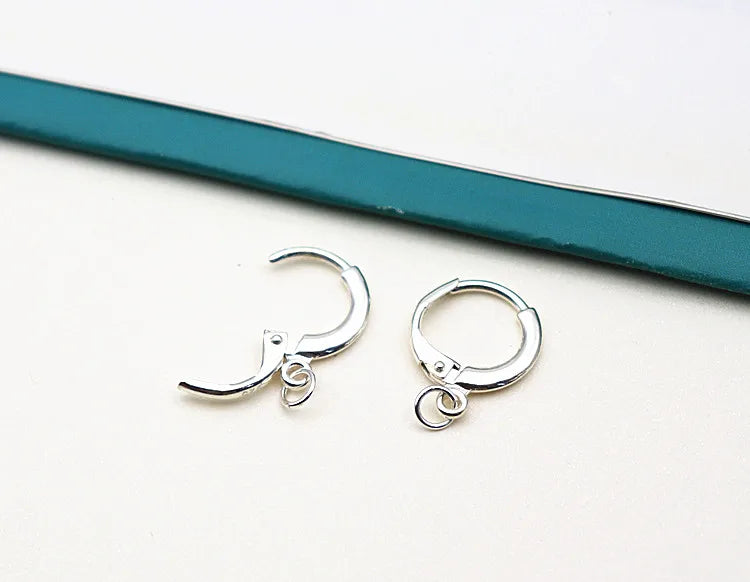 Solid 925 Sterling Silver Earring Hook Leverback Round Earwire with Open Jump Ring Connector for Jewelry Making DIY Accessories
