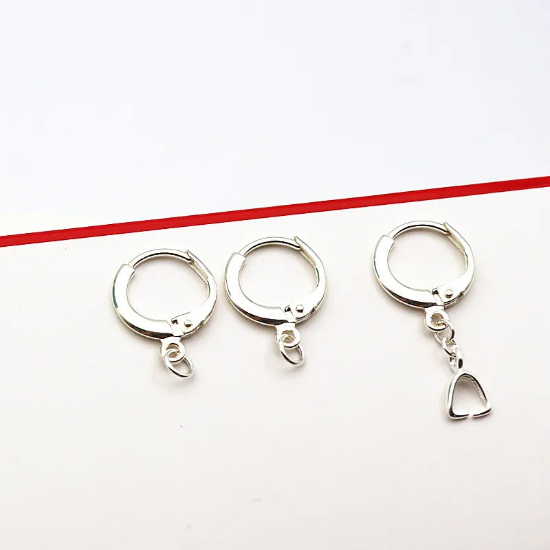 Solid 925 Sterling Silver Earring Hook Leverback Round Earwire with Open Jump Ring Connector for Jewelry Making DIY Accessories