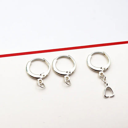 Solid 925 Sterling Silver Earring Hook Leverback Round Earwire with Open Jump Ring Connector for Jewelry Making DIY Accessories