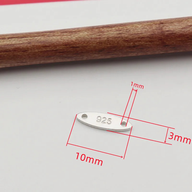 1 Piece 925 Sterlng Silver Connectors Double Hole DIY Tag Making Accessories Jewelry Necklace Bracelets
