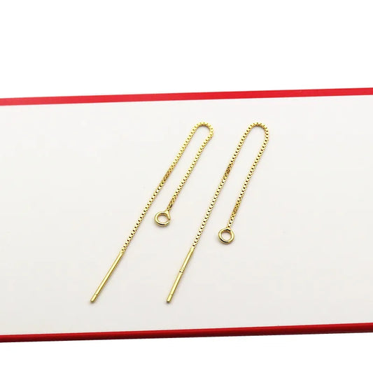 Solid 925 Sterling Silver Box Chain Earring Wire with Open Jump Ring DIY Jewelry Making Accessories Hypoallergenic 1 Pair