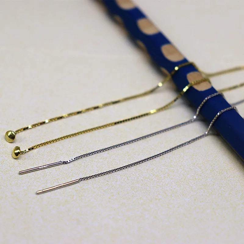 1 Pair Solid 925 Sterling Silver Earwire with Headpin EarThread Round Beads Jewelry Making DIY Finding Component Dangle Earring