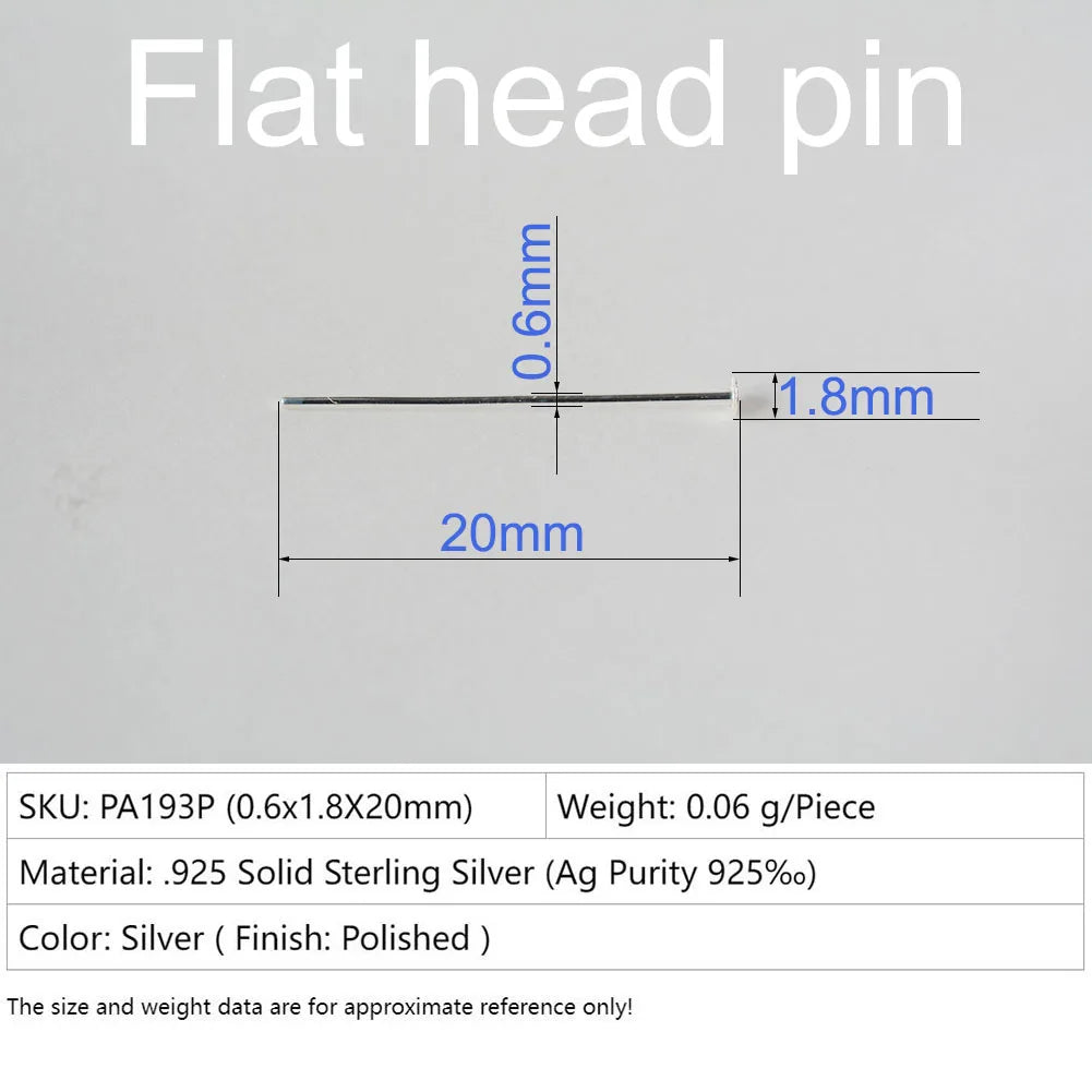 925 Sterling Silver Flat Head Pins, Silver T-pin For Jewelry Making Findings