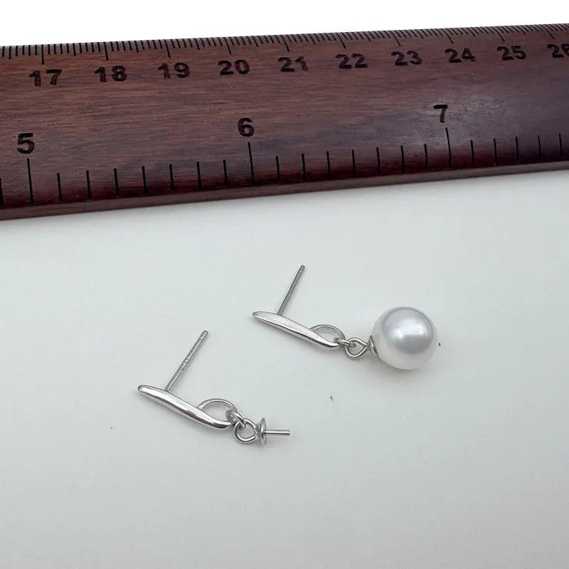 1Pair Solid 925 Sterling Silver Earring Studs DIY Accessories Making for Pearl Crystal Components Finding