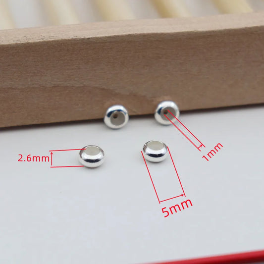 1PCS Solid 925 Sterling Silver Beads Rubber Inside Plug Telescopic DIY Jewelry Accessories Making Components Finding