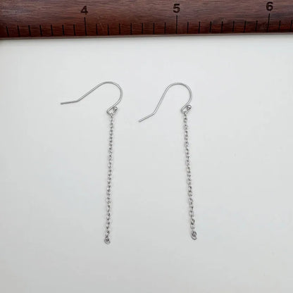 1Pair Solid 925 Sterling Silver Earring Hooks with 4CM Wires DIY Accessories Making for Circle Beads