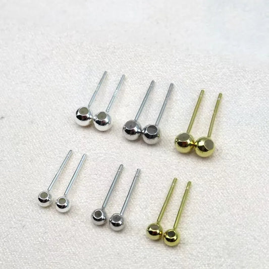 1Pair Solid 925 Sterling Silver Earring Studs Ear Post Making with Silicon Hollow for Jewelry Findings DIY Accessories