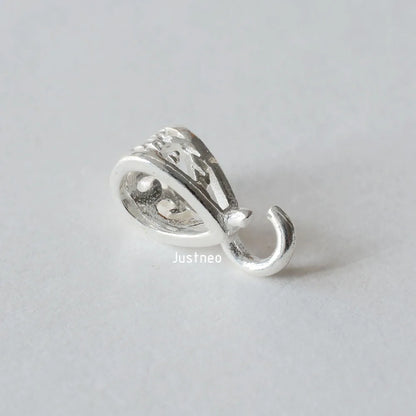 Solid .925 Sterling Silver Slider Pendant Clasp Bail Connector with open jumpring, jewelry DIY silver Accessories