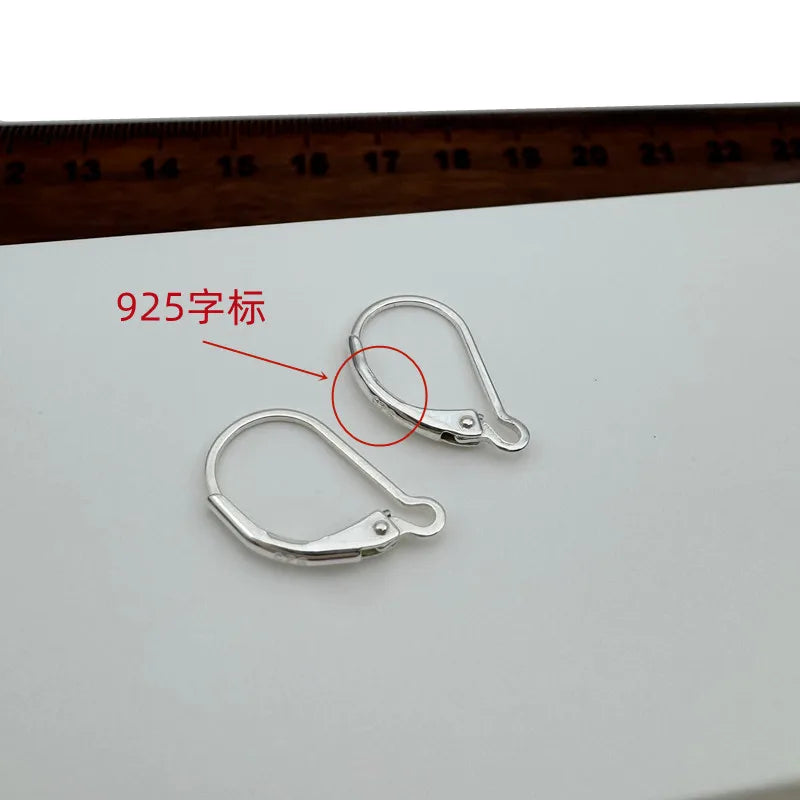 1Pair Solid 925 Sterling Silver Earring Hooks French Ear 15mm DIY Jewelry Making Accessories Finding Components