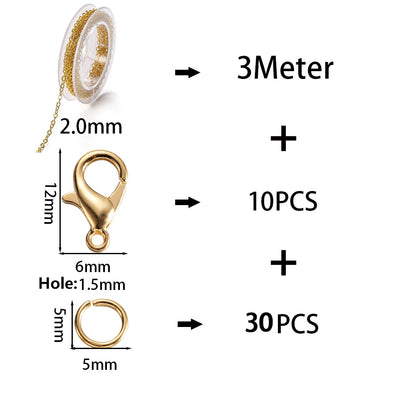 Alloy Link Chain With Jump Rings Lobster Clasps, 3Meter