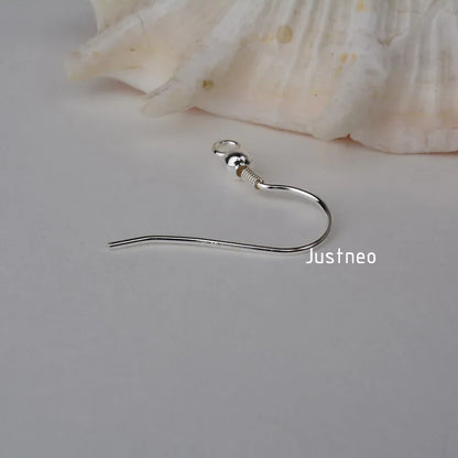 Solid 925 Sterling Silver Earring Hooks with Coil and 3 mm Ball Beads ,1pair