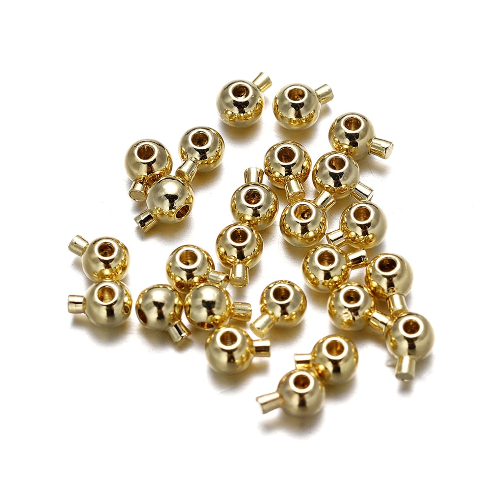 Gold Plated Brass Crimp & End Beads 1mm Hole, 20pcs