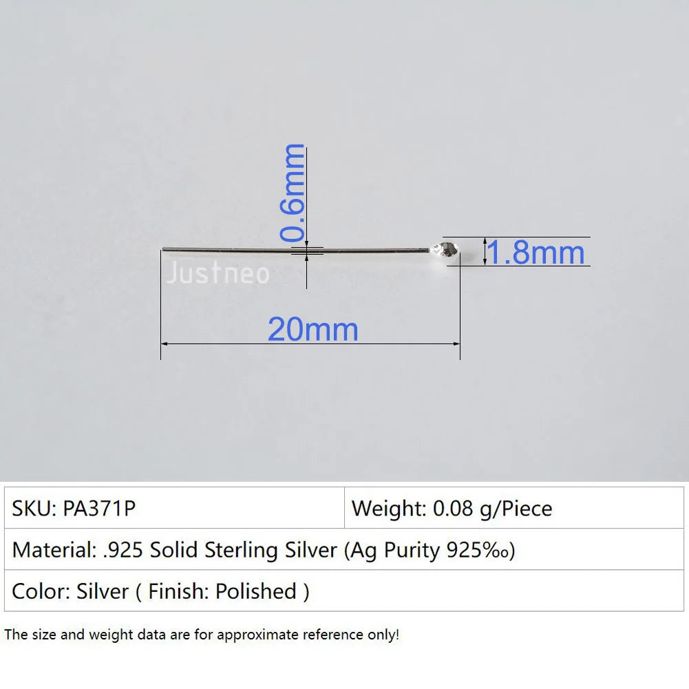 925 Sterling Silver Ball Head Pins For Jewelry Making, Silver Round Bead Head Pins, Silver Findings Head Ball Pins