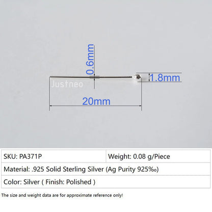 925 Sterling Silver Ball Head Pins For Jewelry Making, Silver Round Bead Head Pins, Silver Findings Head Ball Pins