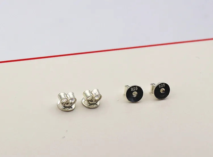 1 Pair Earnut Solid 925 Sterling Silver Original Butterfly Round Stopper Earring Backs for Ear Studs DIY Components for Jewelry