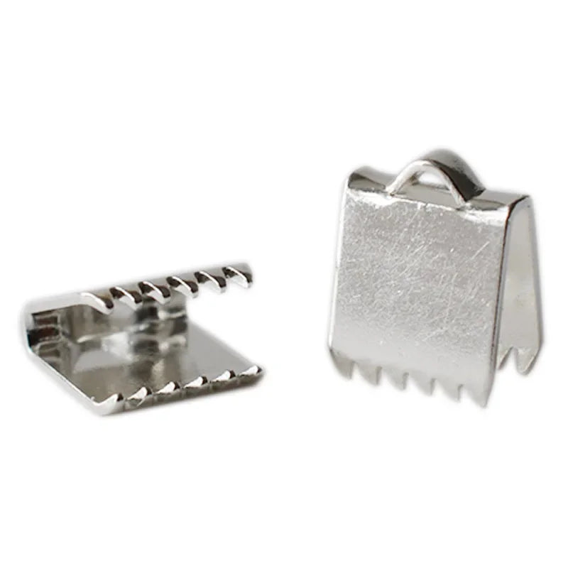 Solid 925 Sterling Silver Ribbon Cord End Clamps Foldover Clasps, jewelry DIY silver findings/components