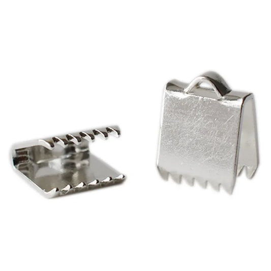 Solid 925 Sterling Silver Ribbon Cord End Clamps Foldover Clasps, jewelry DIY silver findings/components