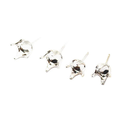 1 Pair Solid Sterling Silver Round Earring Stud Post Components Prongy for Jewelry Stones Beads Making Snaps in Settings