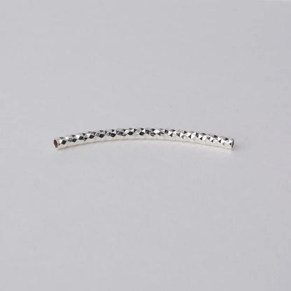 1piece, 2mm solid 925 sterling silver curved Faceted tube spacer beads connector for necklace&pendant bracelet jewelry making