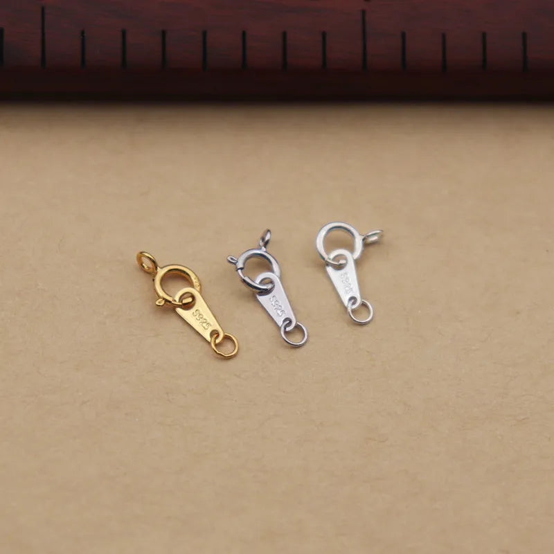 1Set Solid 925 Sterling Silver Double Hole Tag Clasp End Sring Necklace DIY Connector Bracelet String Components Finding