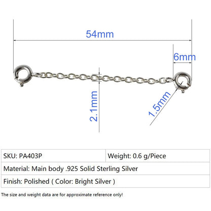 Solid 925 Sterling Silver Necklace Extenders, Durable Strong Removable Necklace Bracelet Anklet Extension for Jewelry Making