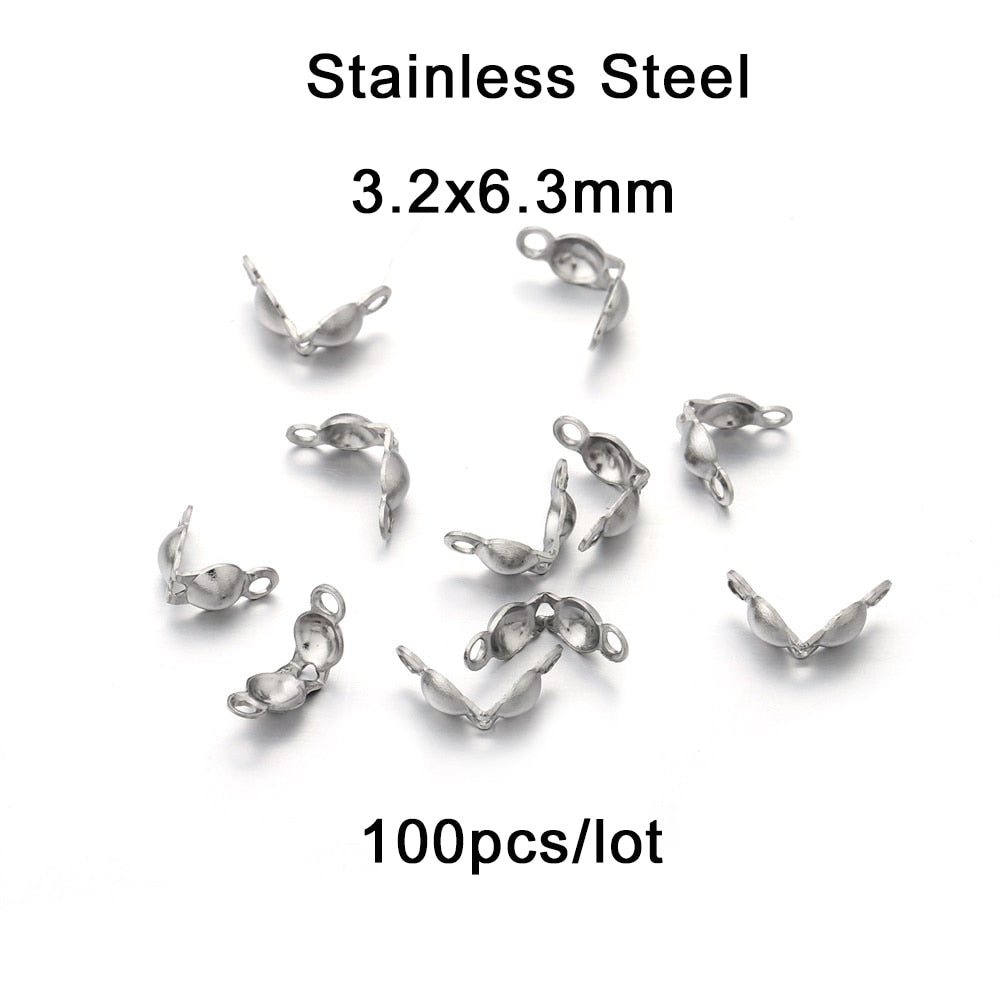4 x 7 mm Kugelketten-Kalotten-Endklemmen, 100–200 Stück