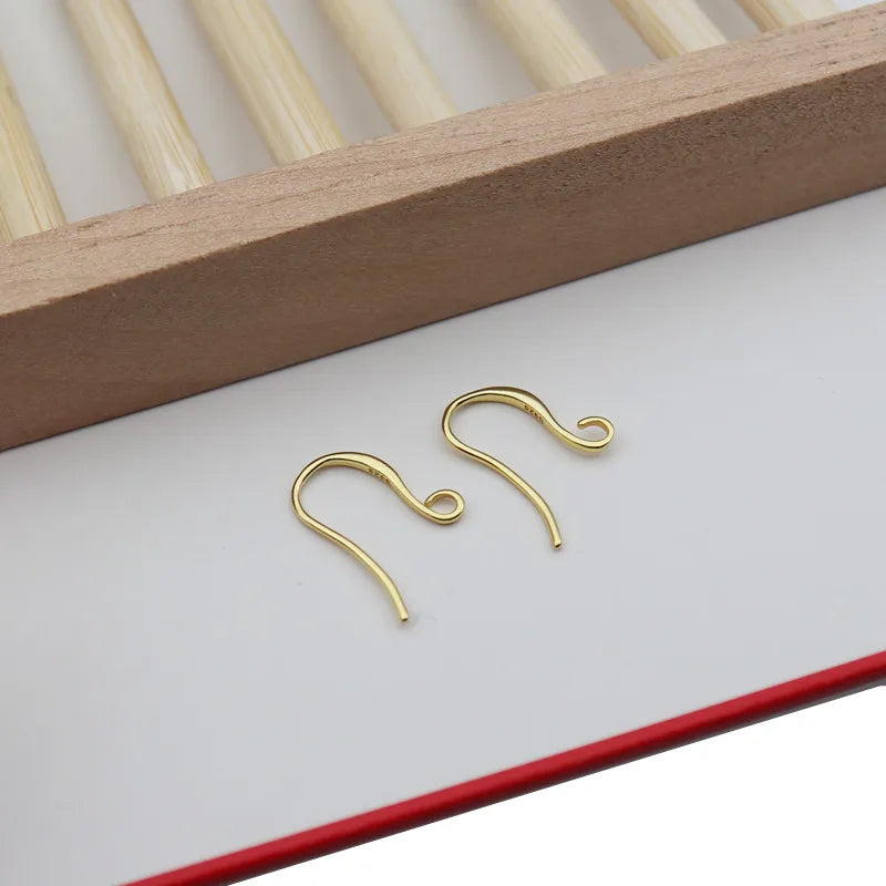 1 Pair Solid 925 Sterling Silver Earring Hooks 15mm  DIY Ear Hook  Making DIY Accessories Finding Components Finding