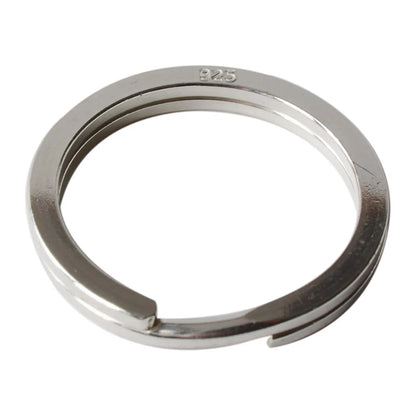 Solid 925 Sterling Silver Split Ring Key Ring, Round Flat Key Chain Rings Metal Split Ring for Home Keys Organization
