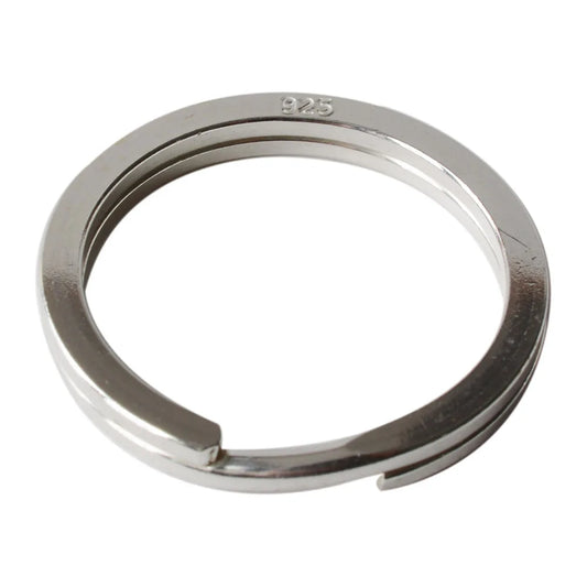 Solid 925 Sterling Silver Split Ring Key Ring, Round Flat Key Chain Rings Metal Split Ring for Home Keys Organization