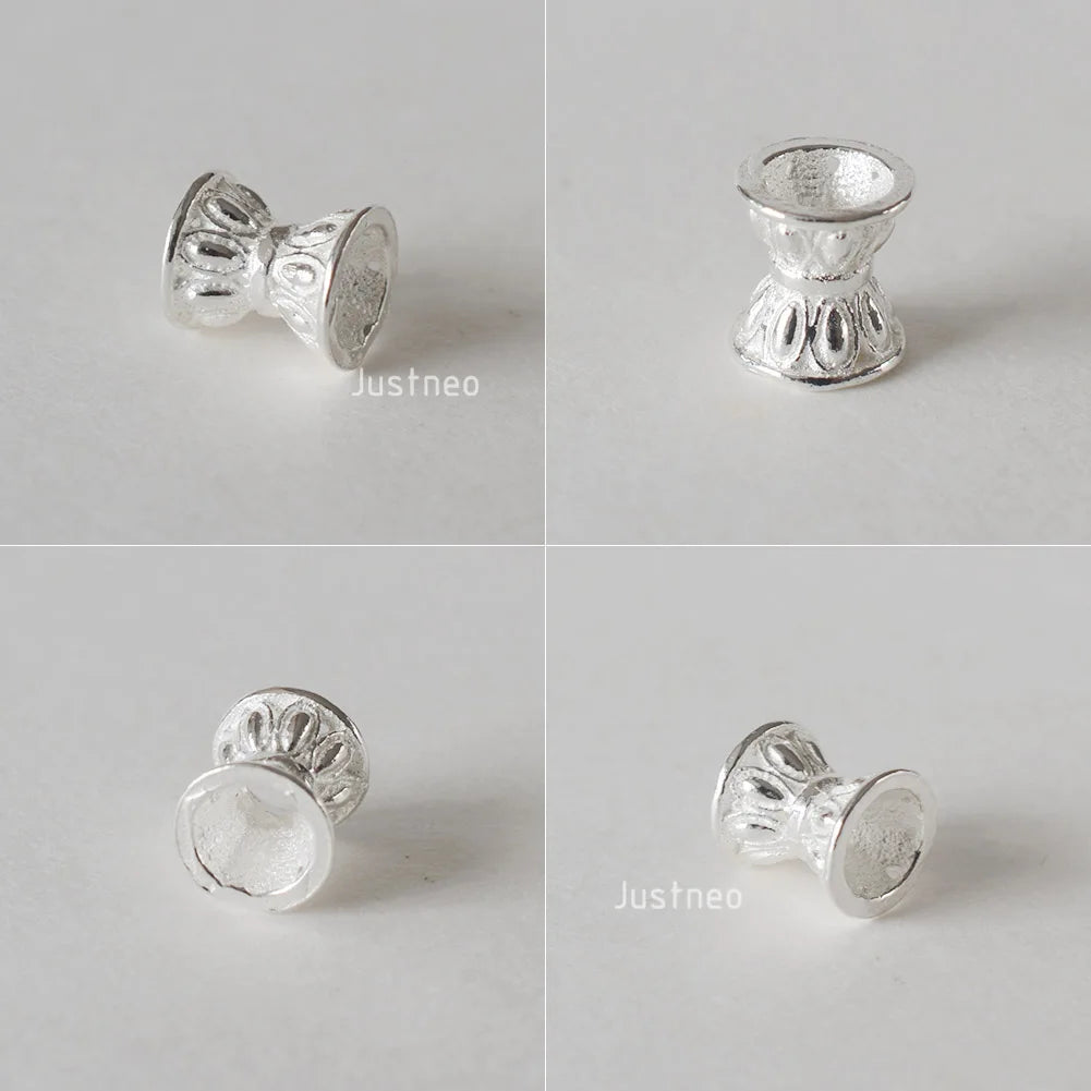925 Sterling Silver Double Side Flower Beads Caps Spacer Beads for DIY Bracelet Necklace Jewelry Making