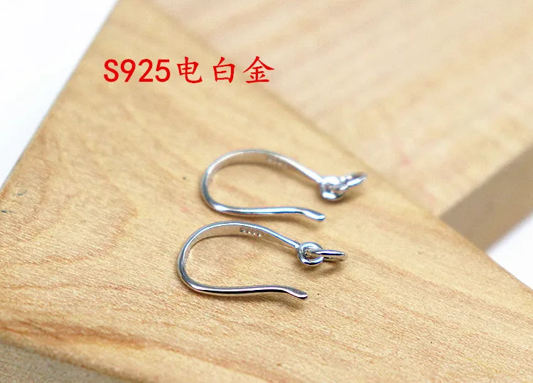1 Pair Solid 925 Sterling Silver Earring Hook with Open Loop DIY Jewelry Componets Making Accessories Finding Original