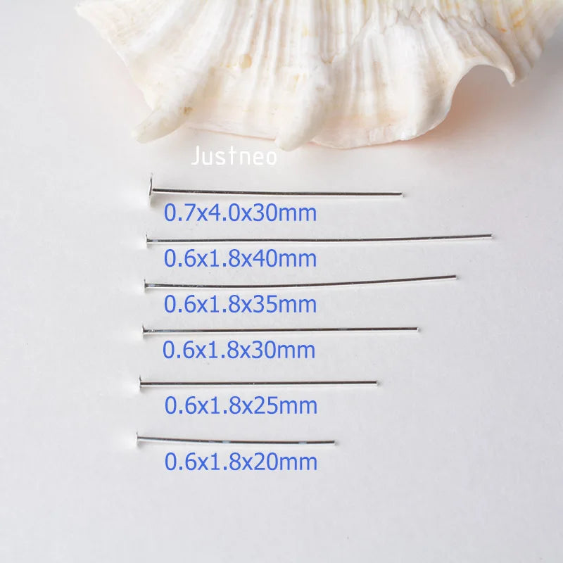 925 Sterling Silver Flat Head Pins, Silver T-pin For Jewelry Making Findings