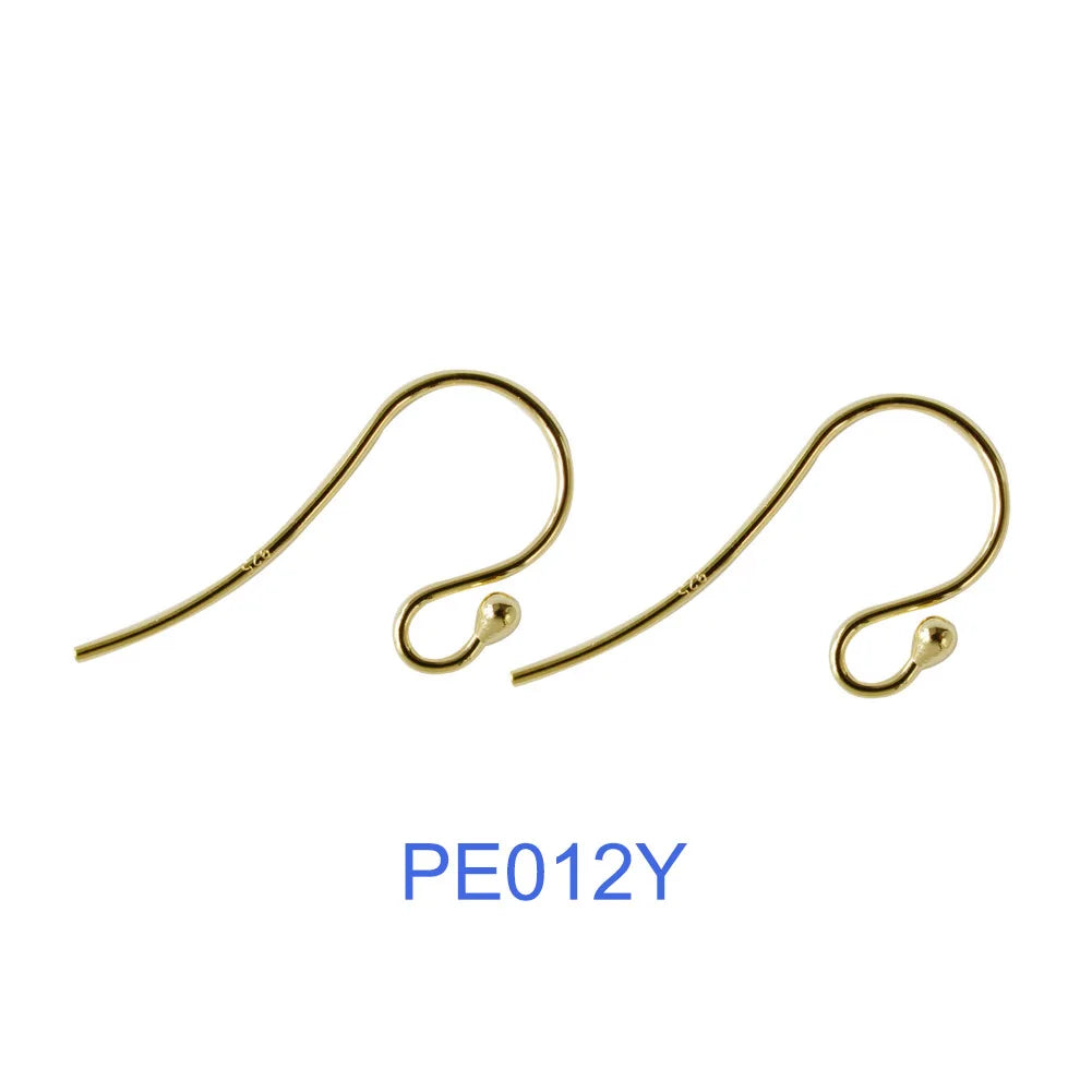ear hook,24*0.8mm solid 925 sterling silver earring wire hooks with 2mm ball ,1pair