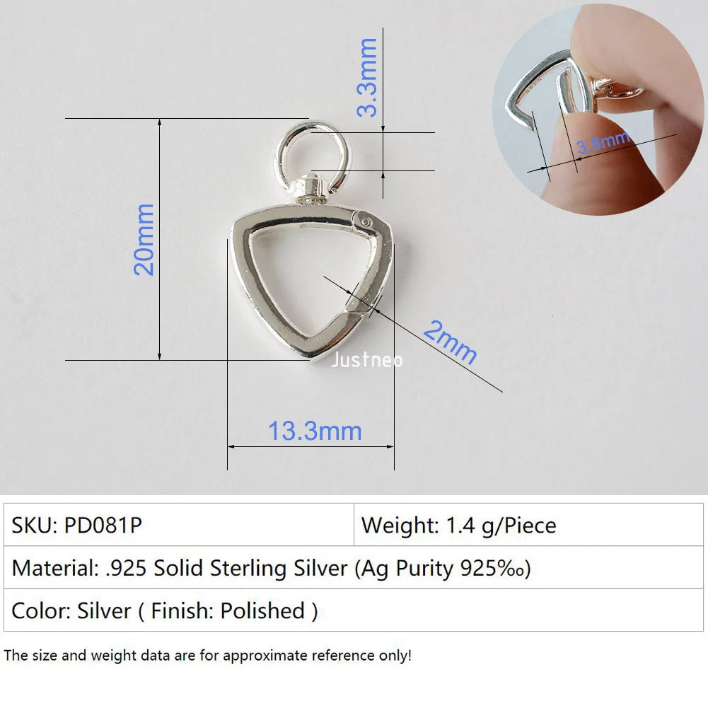 Solid 925 Sterling Silver Clasp,Spring Press Open Hook with Swivel End Ring，Rotatable Buckle for Necklace/Bracelet Jewelry