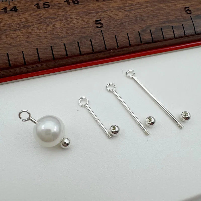 1PCS Solid 925 Sterling Silver Screw Needle Buckle Accessories Making DIY Jewelry Pendants Finding