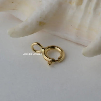 Solid 18k Karat Yellow Gold Spring Ring Clasp 5mm Au750 18ct Round Buckle for Necklace Jewelry Findings and Components