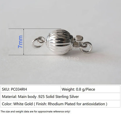 Solid 925 Sterling Silver Round Ball Box Clasp for Pearl Necklace Jewelry diy Components, 1 piece/lot