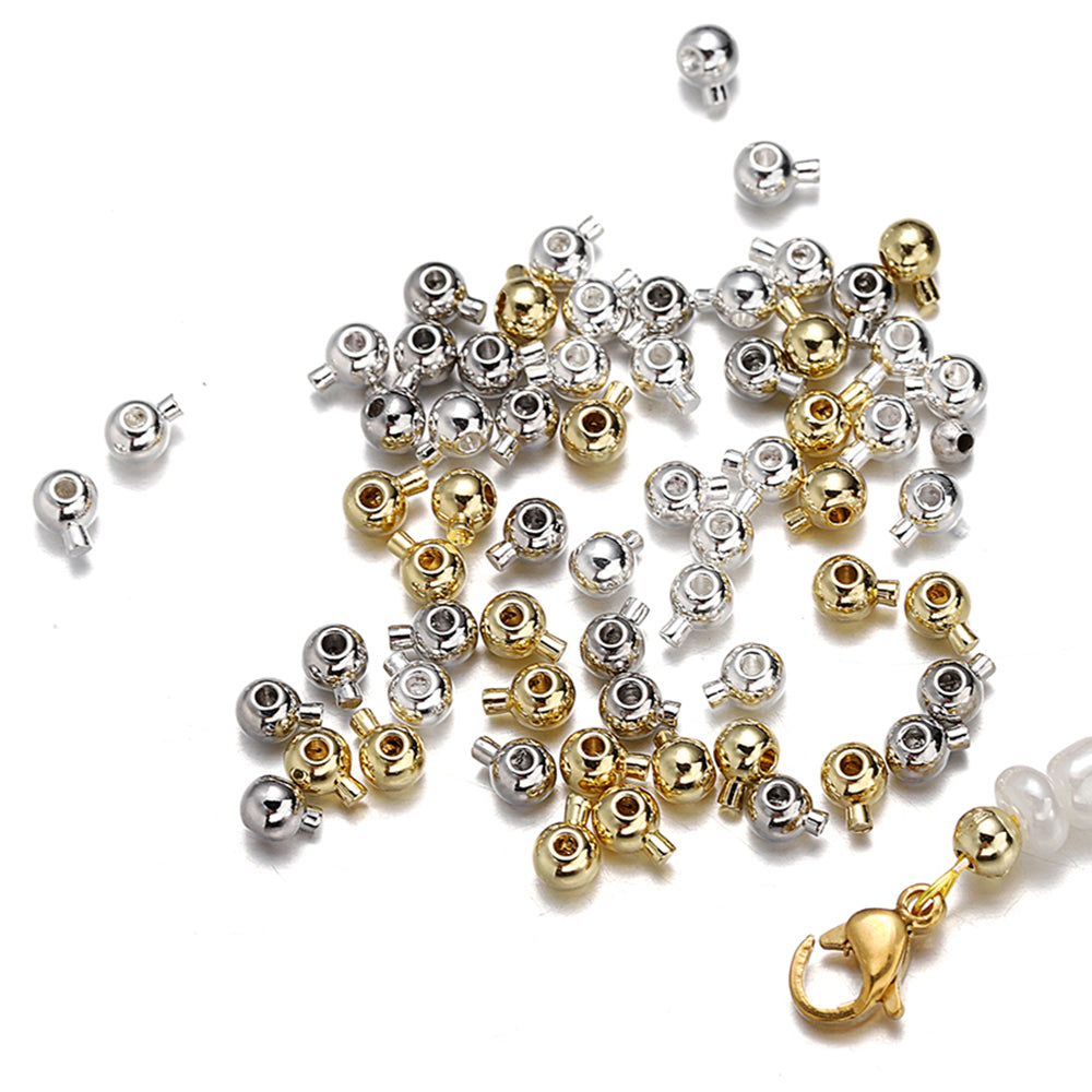 Gold Plated Brass Crimp & End Beads 1mm Hole, 20pcs