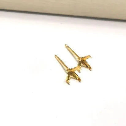 1 Pair  S925 Sterrling Silver Blank Earring Post Stud 4 Claw Plating with 2.5 3 4 5 6 8mm Pad for DIY Jewelry Findings Making