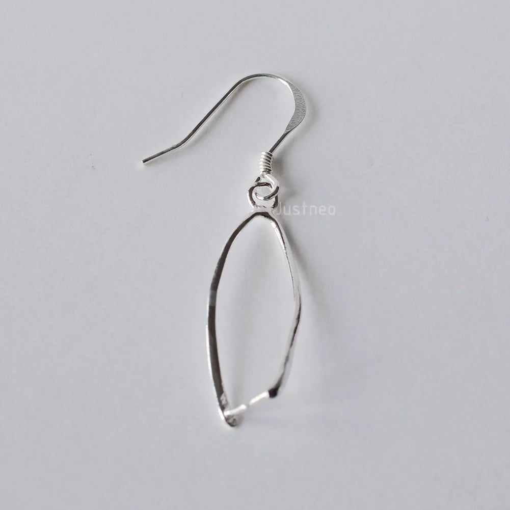 Solid .925 Sterling Silver Fish Hook Ear Wires with Pinch Bails, Silver Pendant Clasp Earring Hooks for DIY Jewelry Making