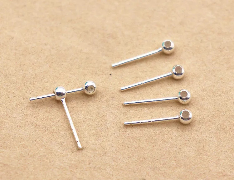 1Pair Solid 925 Sterling Silver Earring Studs Ear Post Making with Silicon Hollow for Jewelry Findings DIY Accessories
