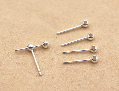 1Pair Solid 925 Sterling Silver Earring Studs Ear Post Making with Silicon Hollow for Jewelry Findings DIY Accessories