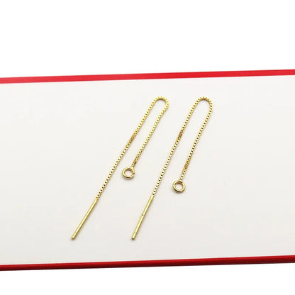 Solid 925 Sterling Silver Box Chain Earring Wire with Open Jump Ring DIY Jewelry Making Accessories Hypoallergenic 1 Pair