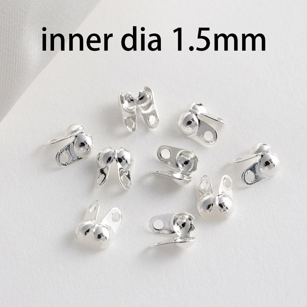 Brass Gold Plating Connector Clasp Ball Chain End Crimps, 100pcs